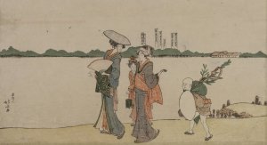Women and Children Walking Along the Sumida River by Katsushika Hokusai Oil Painting