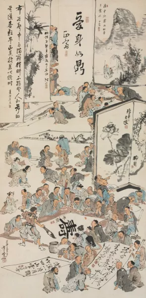Painting Party by Kawanabe Kyosai Oil Painting