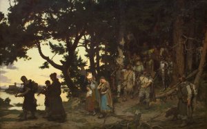 Funeral of Gediminas by Kazimierz Alchimowicz Oil Painting