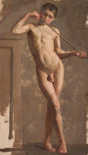 Nude of a standing boy by Kazimierz Alchimowicz Oil Painting