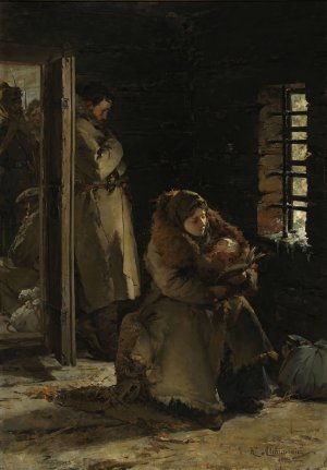 On the way to exile by Kazimierz Alchimowicz Oil Painting
