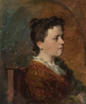 Portrait of a young woman, study by Kazimierz Alchimowicz Oil Painting