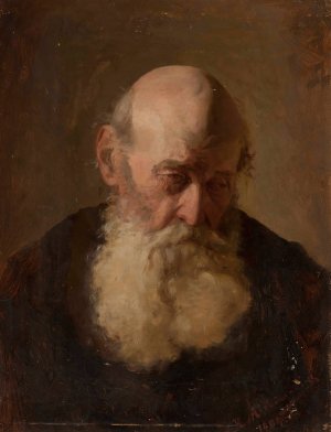 Study of an old man's head by Kazimierz Alchimowicz Oil Painting
