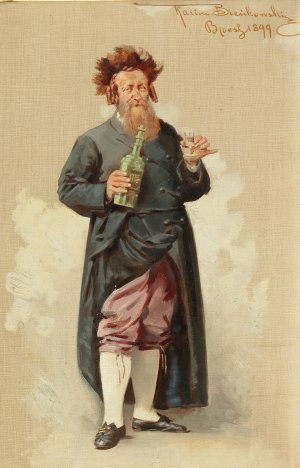 A Good Drop by Kazimierz Bienkowski Oil Painting