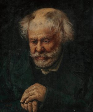Portrait of an old man by Kazimierz Mirecki Oil Painting