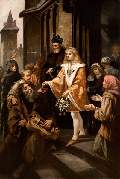 Main Product Photo of Saint Casimir Giving Alms  Painting by Kazimierz Mirecki
