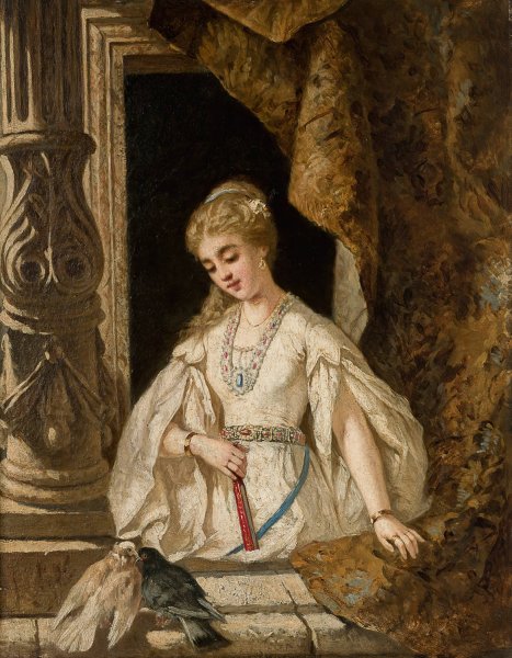 Main Product Photo of Woman in the Window  Painting by Kazimierz Mirecki