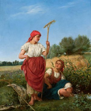 Harvesting women by Kazimierz Pochwalski Oil Painting