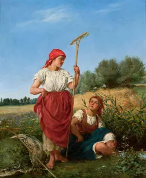 Harvesting women by Kazimierz Pochwalski Oil Painting