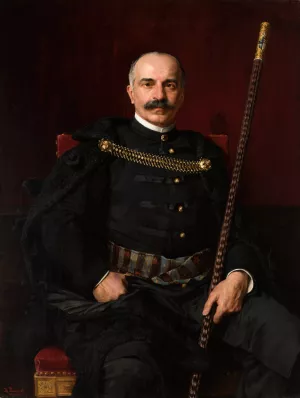 Portrait of Eustachy Sanguszko by Kazimierz Pochwalski Oil Painting