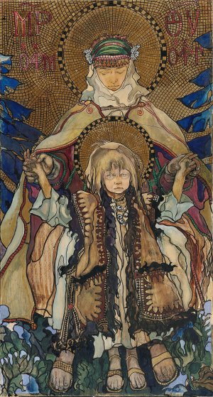 Die Huzulische Madonna by Kazimierz Sichulski Oil Painting
