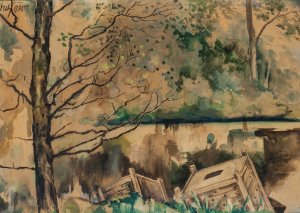Pond in Poturzyca by Kazimierz Sichulski Oil Painting