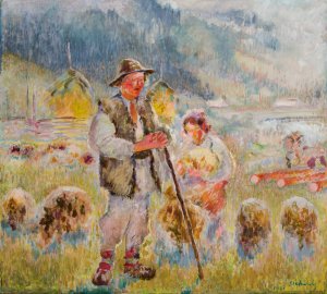 Young Shepherd by Kazimierz Sichulski Oil Painting