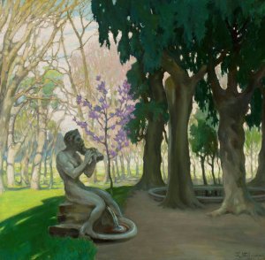 Faun - Villa Borghese by Kazimierz Stabrowski Oil Painting