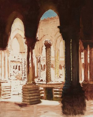 Monastery courtyard in Monreale-Palermo by Kazimierz Stabrowski Oil Painting