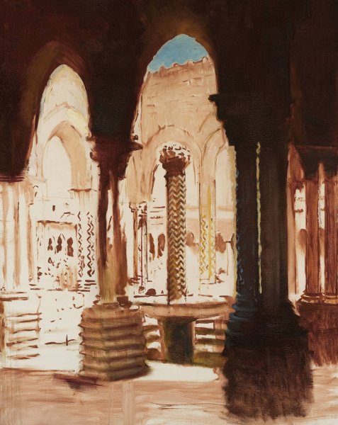 Monastery courtyard in Monreale-Palermo  by Kazimierz Stabrowski - Hand-Painted Oil Painting Reproduction