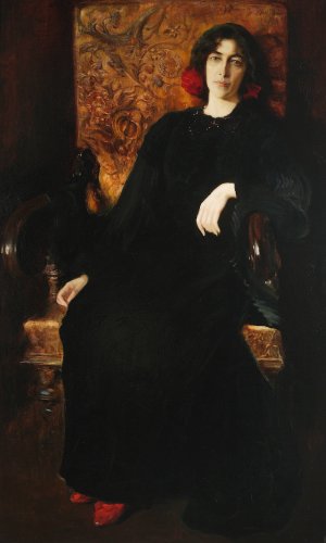 Portrait of Julia Stabrowska nee Janiszewska, artist's wife by Kazimierz Stabrowski Oil Painting