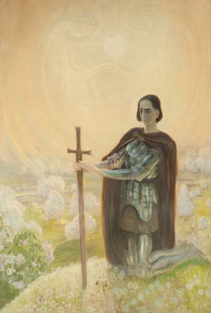 Prayer at the battle field by Kazimierz Stabrowski Oil Painting