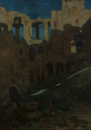 Ruins of the Krzyztopor castle in Ujazd by Kazimierz Stabrowski Oil Painting