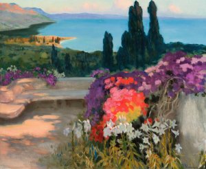 Southern landscape - Taormina by Kazimierz Stabrowski Oil Painting