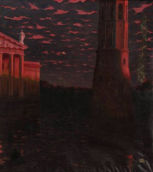 Vilnius - Cathedral Bell Tower by Kazimierz Stabrowski Oil Painting
