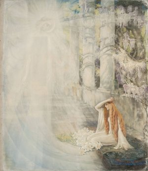 Vision II - sketch for 'Annunciation' by Kazimierz Stabrowski Oil Painting