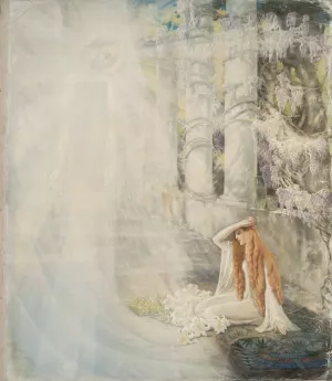 Vision II - sketch for 'Annunciation' Oil painting by Kazimierz Stabrowski