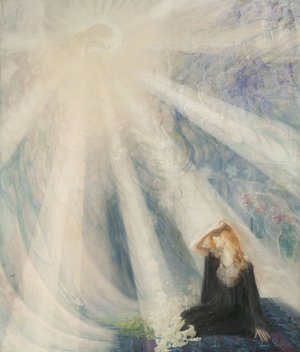 Vision III - sketch for 'Annunciation' by Kazimierz Stabrowski Oil Painting