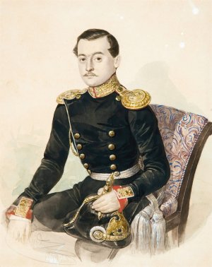 Portrait Of An Officer Oil painting by Kazimir Antonovich Yasevich