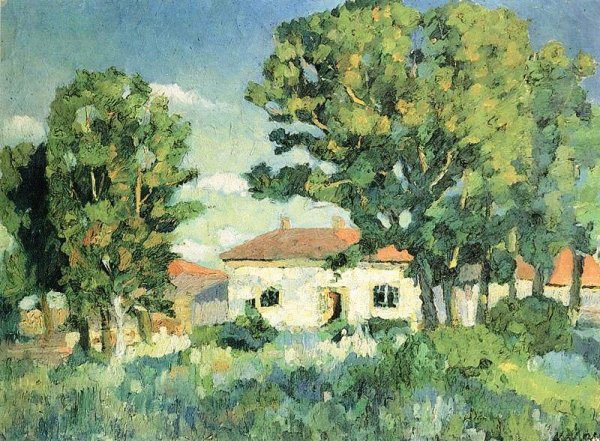 Main Product Photo of Landscape with White Houses Painting by Kazimir Malevich