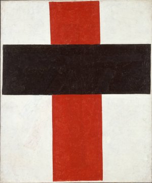 Large cross in black over red on white by Kazimir Malevich Oil Painting