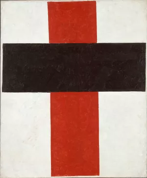 Large cross in black over red on white by Kazimir Malevich Oil Painting