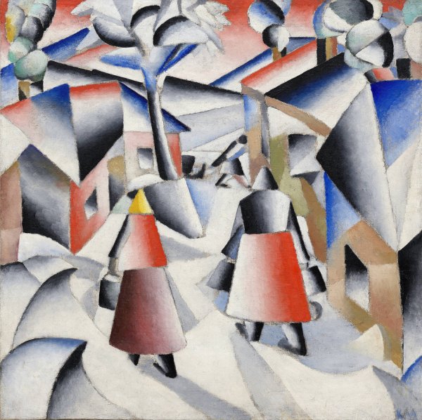 Morning in the Village after Snowstorm  by Kazimir Malevich - Hand-Painted Oil Painting Reproduction
