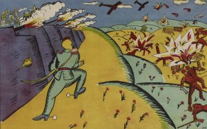On The Outskirts Of Paris My Army Is Being Beaten Up. I'm Just Running Around And Can't Do A Thing by Kazimir Malevich Oil Painting