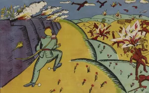 On The Outskirts Of Paris My Army Is Being Beaten Up. I'm Just Running Around And Can't Do A Thing by Kazimir Malevich Oil Painting