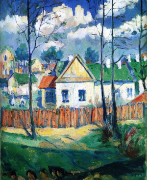 Spring Landscape with a Cottage by Kazimir Malevich Oil Painting