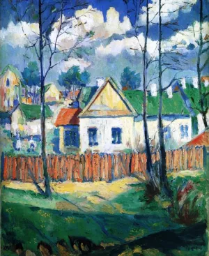 Spring Landscape with a Cottage by Kazimir Malevich - Oil Painting Reproduction