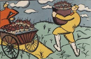 The French Allies Have A Wagon Full Of Defeated Germans And Our English Brothers Have A Whole Tub Of Beaten Up Germans by Kazimir Malevich Oil Painting