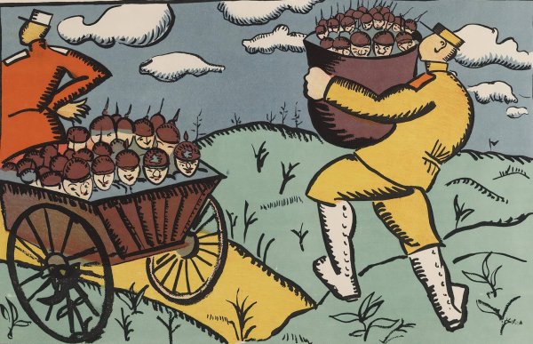 Main Product Photo of The French Allies Have A Wagon Full Of Defeated Germans And Our English Brothers Have A Whole Tub Of Beaten Up Germans  Painting by Kazimir Malevich