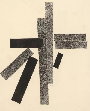 Three Black and Five Grey Elements by Kazimir Malevich Oil Painting