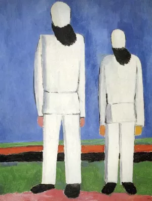 Two Male Figures by Kazimir Malevich - Oil Painting Reproduction