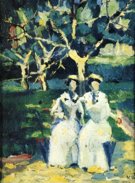 Main Product Photo of Two Women in the Garden Painting by Kazimir Malevich