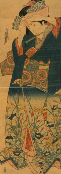 Ageboshi o naosu musume  by Keisai Eisen - Hand-Painted Oil Painting Reproduction