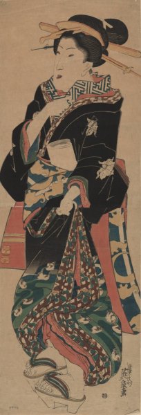 Fumi o motsu onna by Keisai Eisen Oil Painting