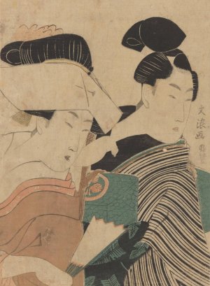 Lovers Seen at Half Length by Keisai Eisen Oil Painting