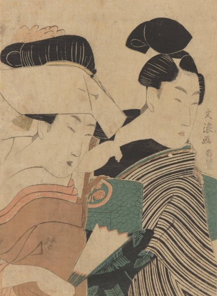 Lovers Seen at Half Length  by Keisai Eisen - Hand-Painted Oil Painting Reproduction