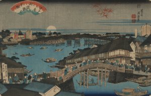 Ryogokubashi no sekisho by Keisai Eisen Oil Painting