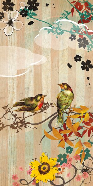 Vintage Love Birds II by Kelly Donovan Oil Painting