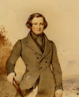 Portrait of a Gentleman Holding a Telescope Oil painting by Kenneth Macleay