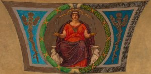 Sketch for Mosaic, Wisconsin State Capital, 'Justice' by Kenyon Cox Oil Painting